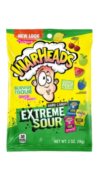 WARHEADS Extreme Sour Hard Candy 2 oz. Peg Bag