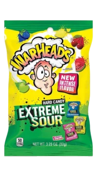 WARHEADS Extreme Sour Hard Candy 3.25 oz. Peg Bag